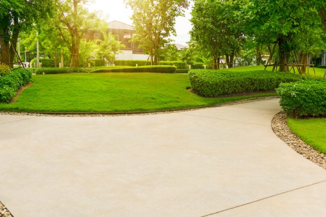 Concrete resurfacing project in backyard of home